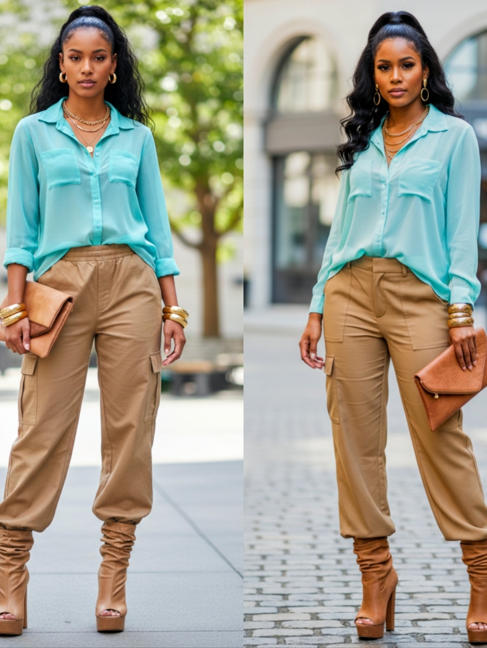 Front Pocket Button Down Top